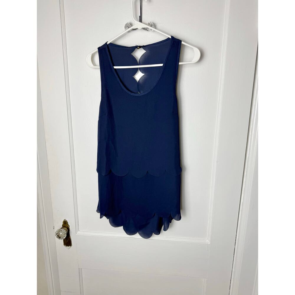 Charlotte Russe Y2K Ultra Mini Scalloped Navy Blue Romper Outfit Women's Small